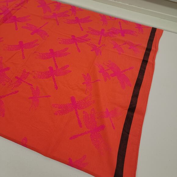 Leigh & Luca Scarf Orange/ Pink Flocked Scarf - Picture 5 of 14